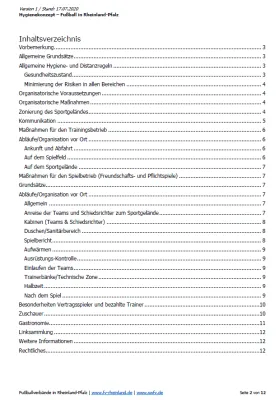 Hygienekonzept 2020 des SV Gommersheim