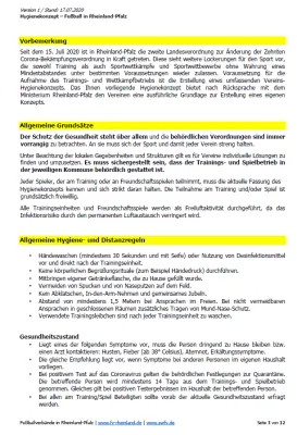 Hygienekonzept 2020 des SV Gommersheim