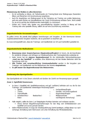 Hygienekonzept 2020 des SV Gommersheim