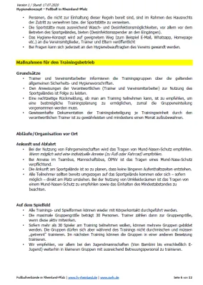 Hygienekonzept 2020 des SV Gommersheim