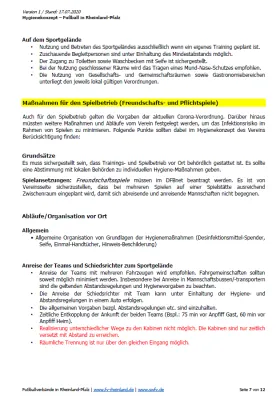 Hygienekonzept 2020 des SV Gommersheim