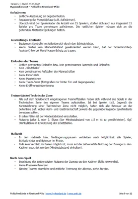 Hygienekonzept 2020 des SV Gommersheim