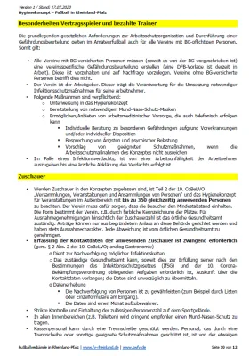 Hygienekonzept 2020 des SV Gommersheim