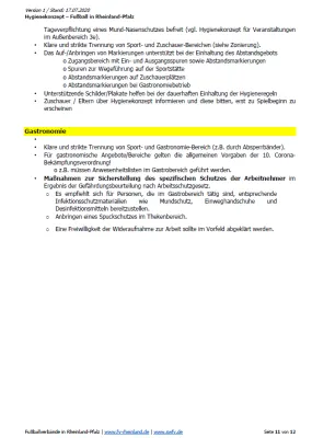 Hygienekonzept 2020 des SV Gommersheim